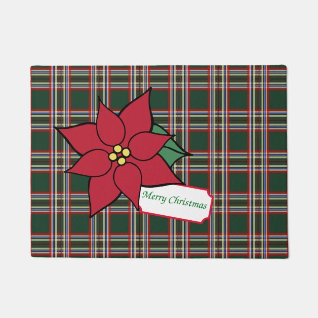 Tapete Xadrez de Natal Poinsettia Doormat (Frente)