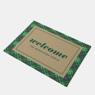 Tapete Xadrez de Natal Verde - Boas-vindas personalizadas