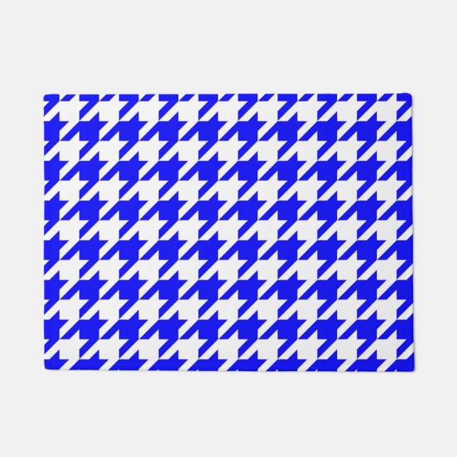 Tapete Xadrez Houndstooth Azul Branco (Frente)