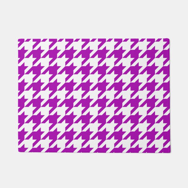 Tapete Xadrez Houndstooth Branco Roxo (Frente)