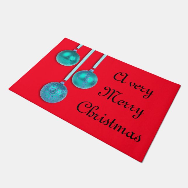 Tapete Xmas Tree Baubles azul-turquesa + suas ideias (Inclinado)