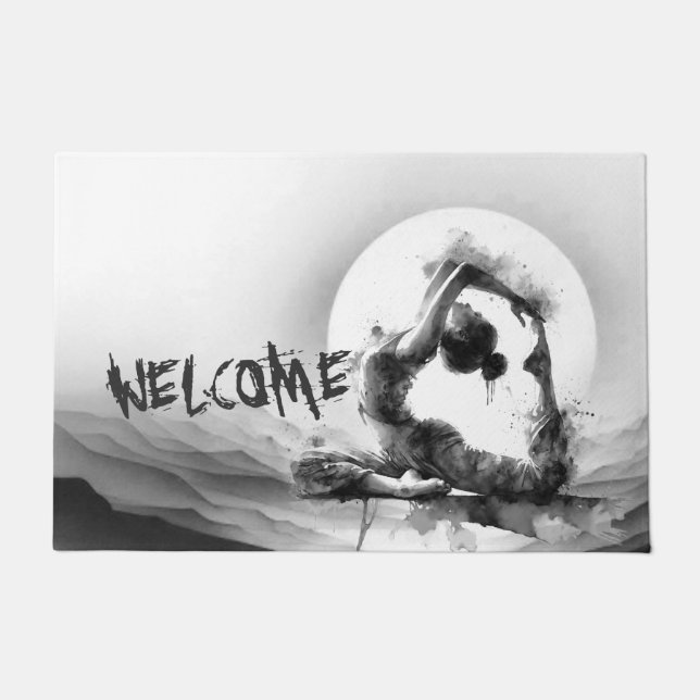 Tapete Yoga Reiki Pigeon Pose Watercolor, Rei Pigeon Com  (Frente)