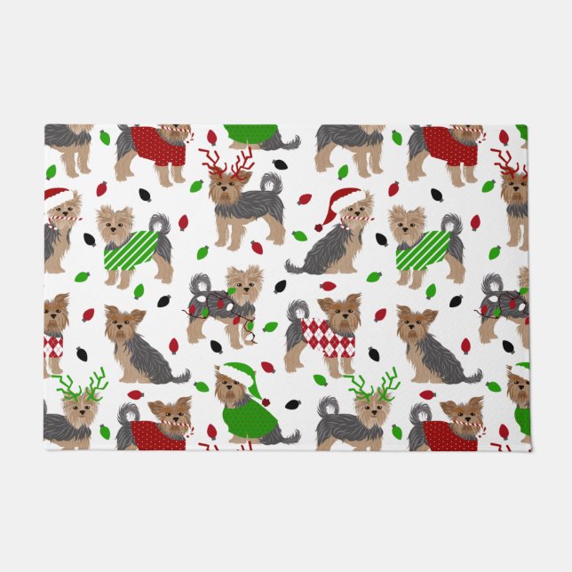 Tapete Yorkie Christmas Yorkshire Terrier Dog (Frente)