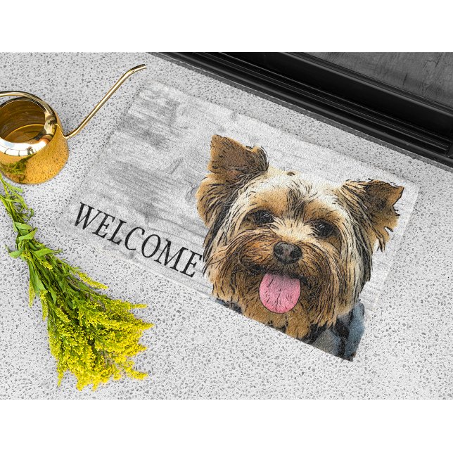 Tapete Yorkie Welcome Cute Dog Pet Yorkshire Terrier (Criador carregado)