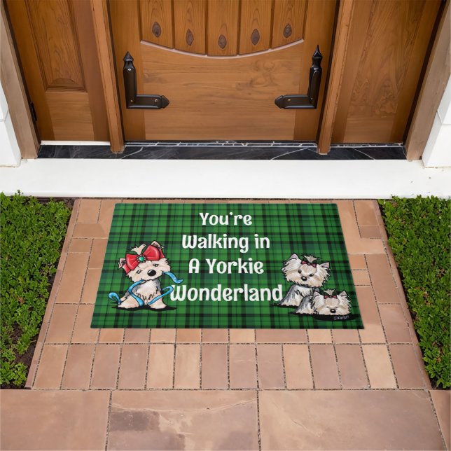 Tapete Yorkie Wonderland Natal Doormat (Ar livre)
