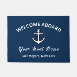 Tapete Your Boat Name Anchor Blue Welcome Aboard Doormat