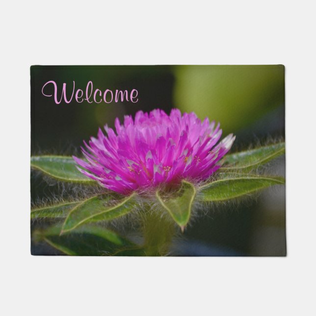 Tapete Zazzle Gomphrena rosa (Frente)