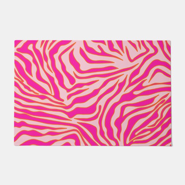 Tapete Zebra Stripes Rosa Laranja Cor-de-rosa Impressão A (Frente)