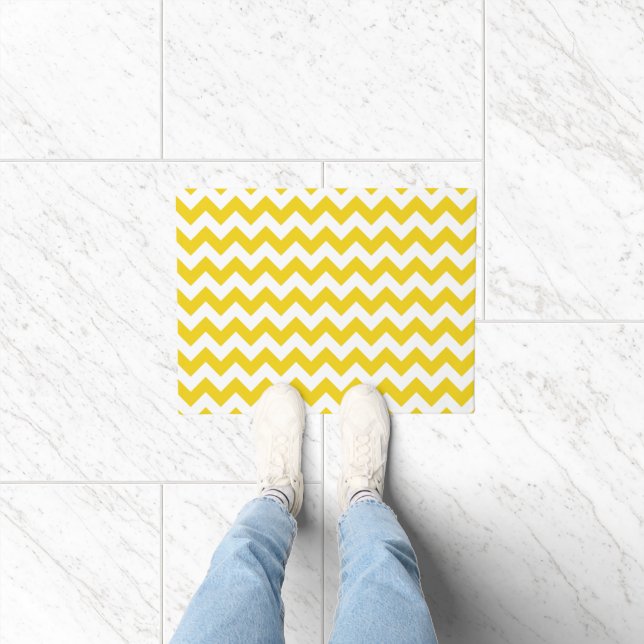 Tapete Zigzag Amarelo, Chevron Amarelo, Padrão Geométrico (Interior)