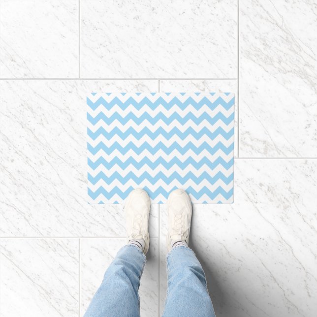 Tapete Zigzag Azul, Chevron Azul, Padrão Geométrico (Interior)