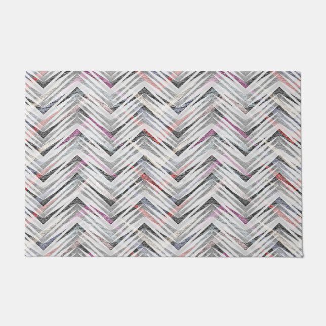 Tapete Zigzag, geométrico, cinzas, lilás, rosa, preto, fa (Frente)