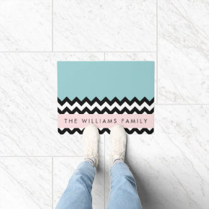 Tapete Zigzag preto-e-branco, Chevron, azul, seu nome