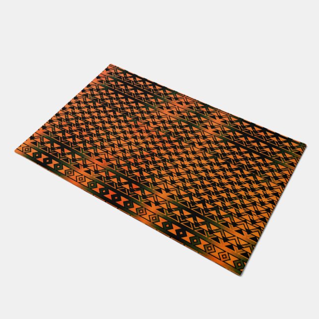 Tapete ZigZag triângulos e geometria em laranja a sepia (Inclinado)