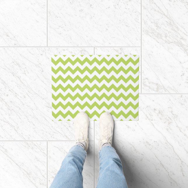 Tapete Zigzag Verde, Chevron Verde, Padrão Geométrico (Interior)