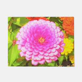 Tapete Zinnia rosa redonda bonito no Jardim de Verão