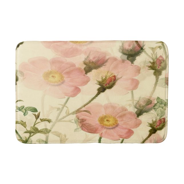 Tapetes de banho florais com botões de rosas cor-d (Frente)