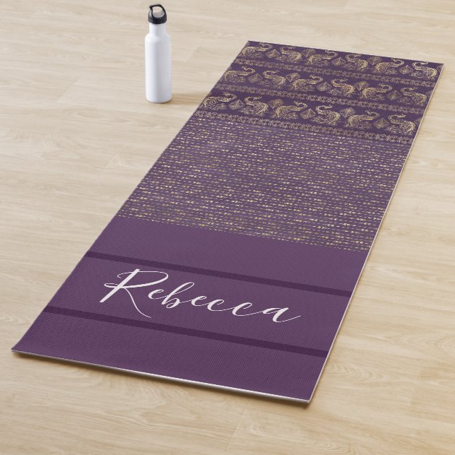 Tapetes de Yoga com Monograma Tribal Roxo (In Situ)
