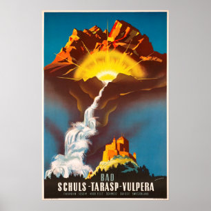 Tarasp, suiça, poster de viagens