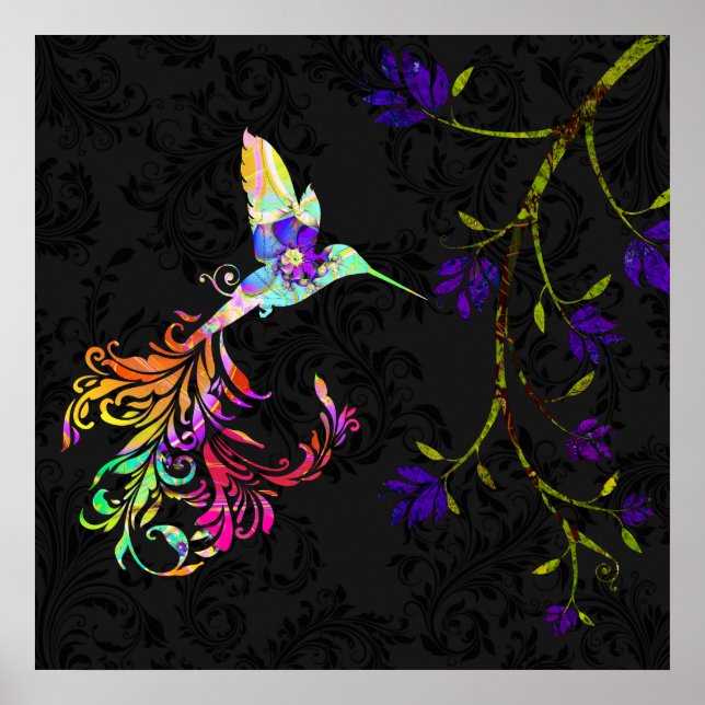 Tarde psicodélica, impressão de beija-flor (Frente)