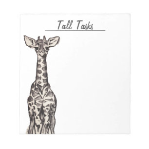 Tarefas altas - girafa para fazer o bloco de notas
