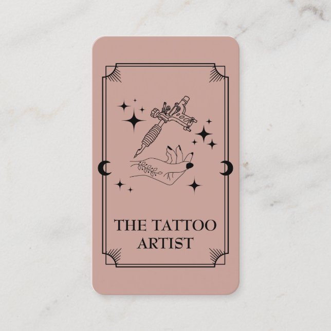 Tarot Card Tattoo Artist Celestial Cartão de visit (Frente)