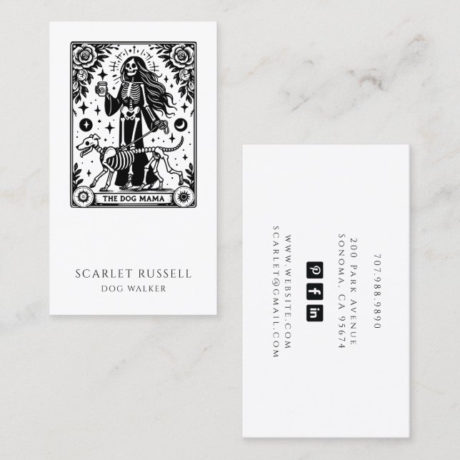 Tarot Dog Walker Cartão de visita (Frente/Verso)