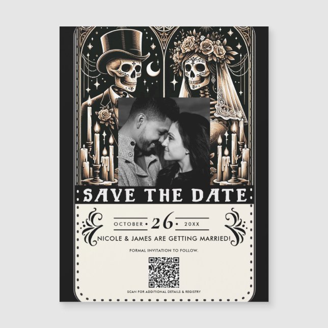 Tarot Skeletons Noiva Casamento noivo Salve a Data (Frente)