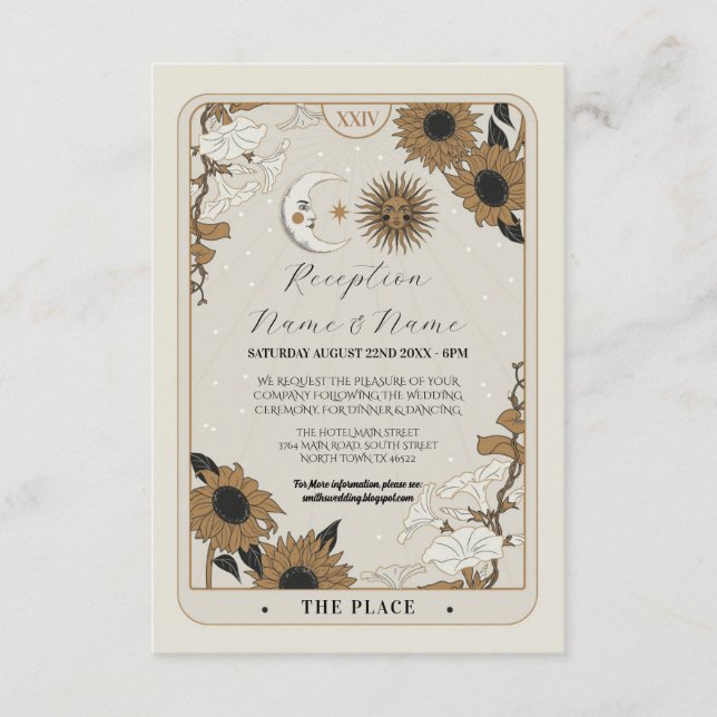 Tarot Sun Moon Alinhava Cartões De Casamento De Re (Frente)