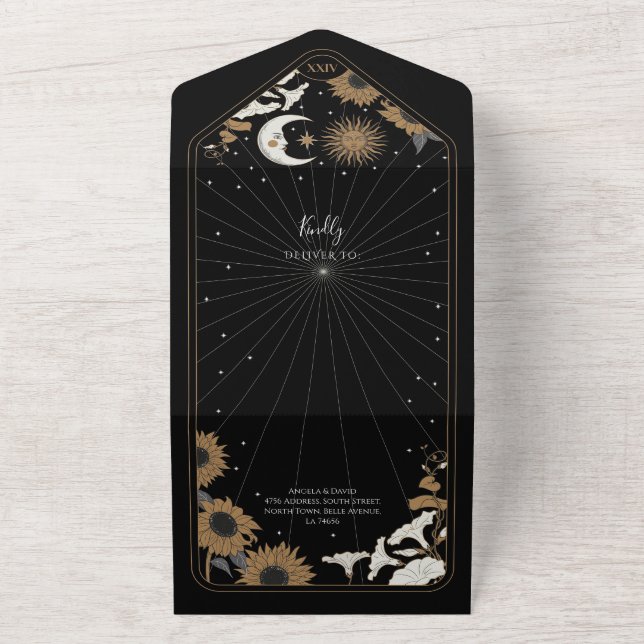 Tarot Wedding & RSVP Sun Moon Alinhado Convidar (Outside)