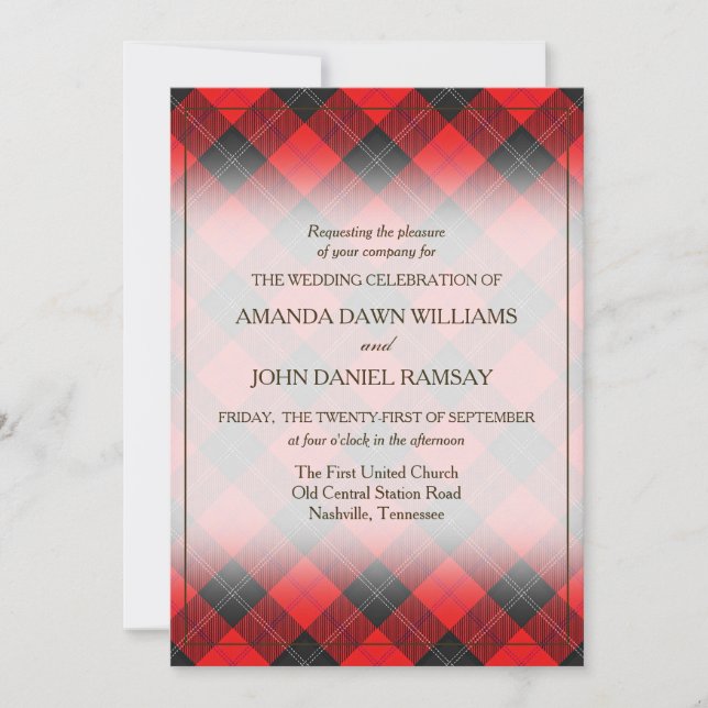 Tartan Beleza Clã Ramsay Vermelho Xadrez Escocês (Frente)