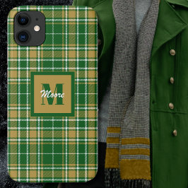 Tartan - Capa de telefone branca verde Dourada e e