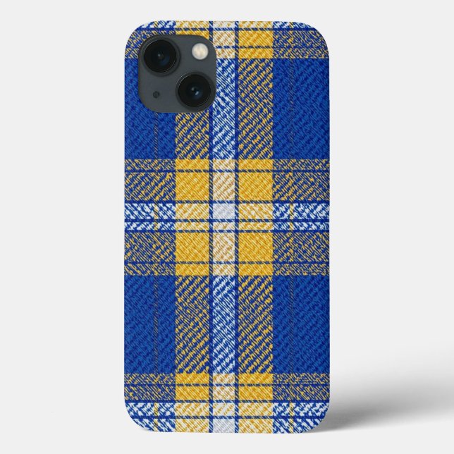 Tartan Plaid Blue and Yellow iPhone / iPad case (Verso)
