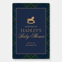 Tartan Plaid Rocking Horse Baby Shower Welcome
