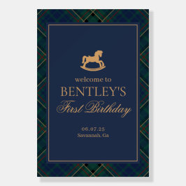 Tartan Plaid Rocking Horse Birthday Party Welcome