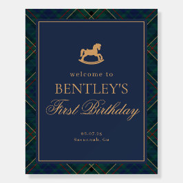 Tartan Plaid Rocking Horse Birthday Party Welcome