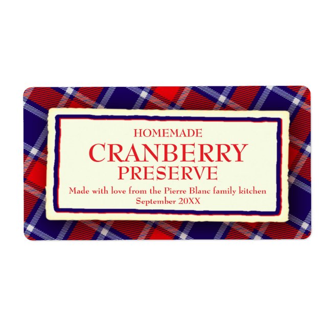 Tartan preserve a etiqueta de comida de emperramen (Frente)