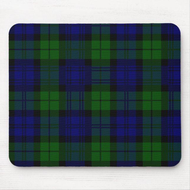 Tartan preto escocês Mousepad do relógio (Frente)
