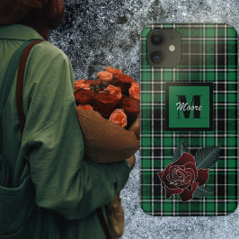 Tartan - Rosa com Capa de telefone Preta e Verde