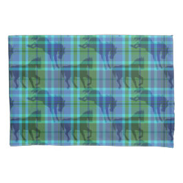 Tartan xadrez azul marinho e verde equestre cavalo