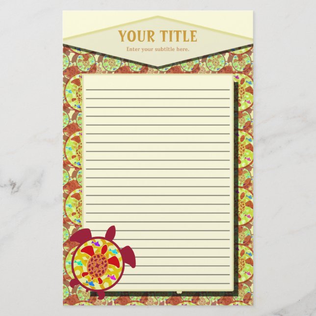 Tartaruga dentro dos artigos de papelaria (Frente)