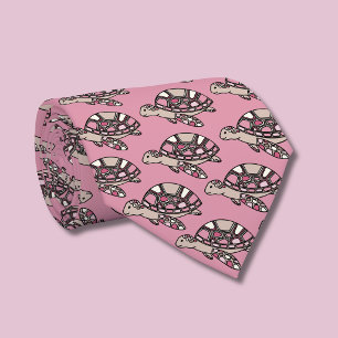 Tartaruga marinha fofa gravata de pescoço rosa