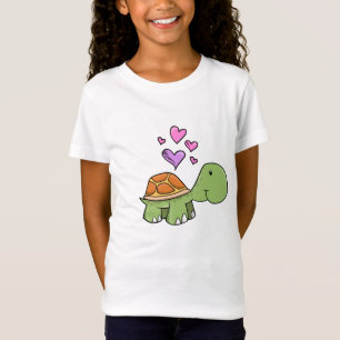 Tartaruga pequena bonito com o t-shirt do coraçã