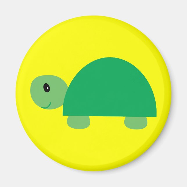 Tartaruga verde-sorridente com íman amarelo redond (Frente)