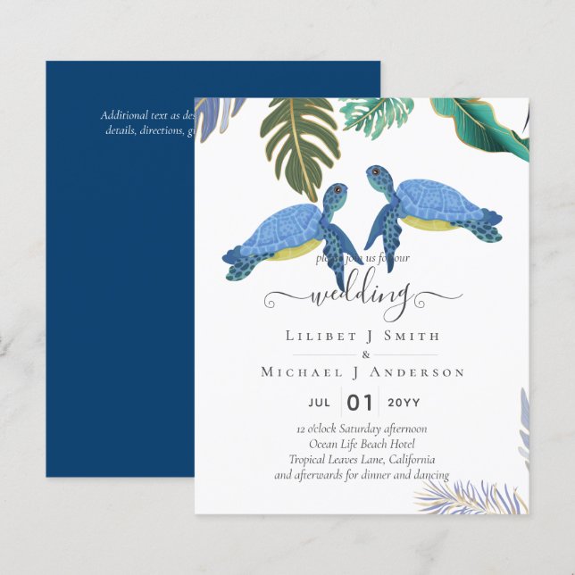 Tartarugas do Mar Casadas Amarelo Azul (Frente/Verso)