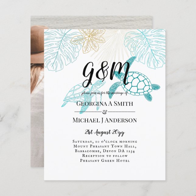 Tartarugas do Mar do ORÇAMENTO Casando Arte Modern (Frente/Verso)