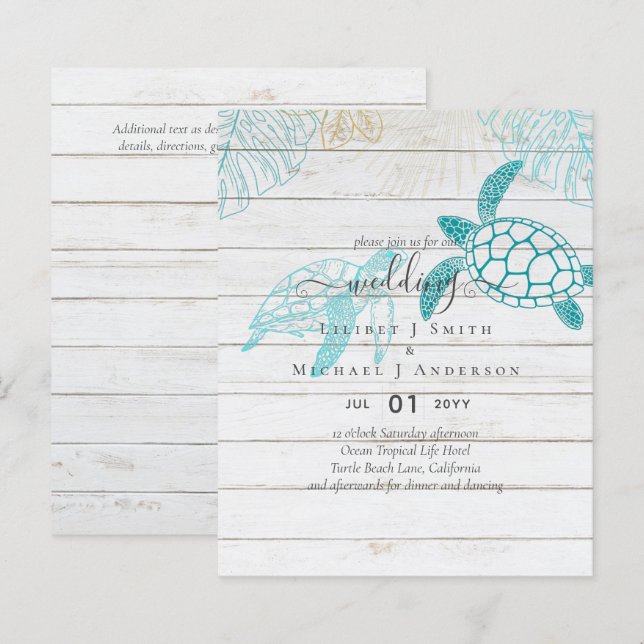 Tartarugas do Mar do ORÇAMENTO Casando Arte Modern (Frente/Verso)