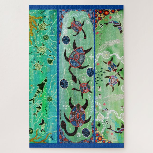 TARTARUGAS E GOLFINHOS QUEBRA-CABEÇA DE ARTE ABORI (Vertical)