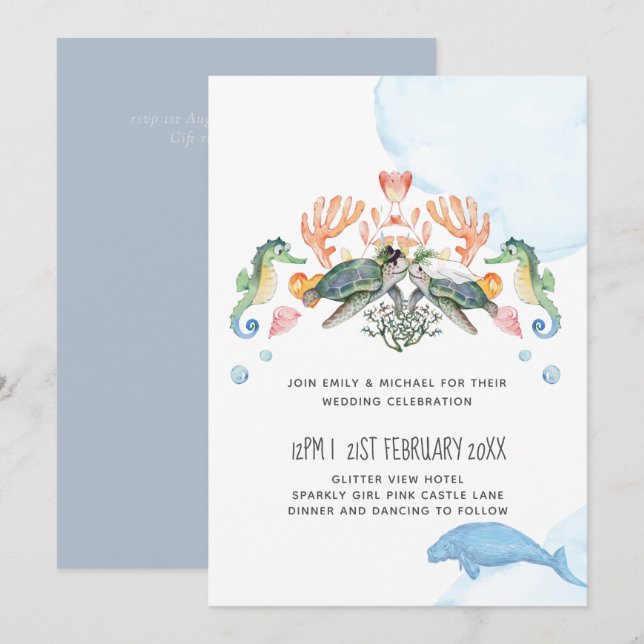 Tartarugas Marinhas Casamento do SeaCow com Noiva  (Frente/Verso)