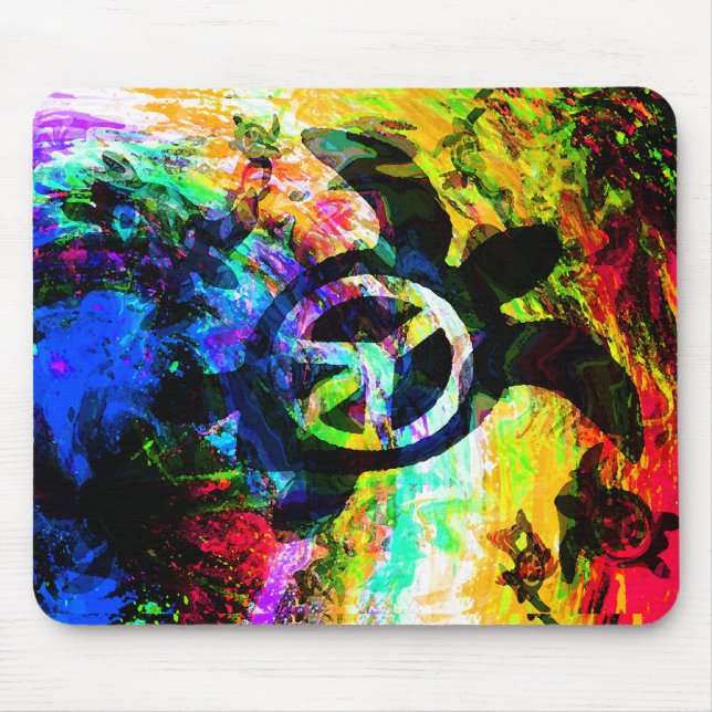 Tartarugas psicadélicos Mousepad da paz (Frente)