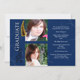 Tassel de graduação em anúncio azul